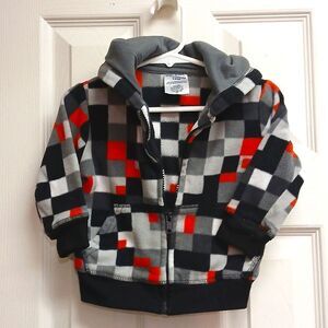 GARANIMALS,  Boys Red, Black, White Hooded Zip Up Jacket Size 12M